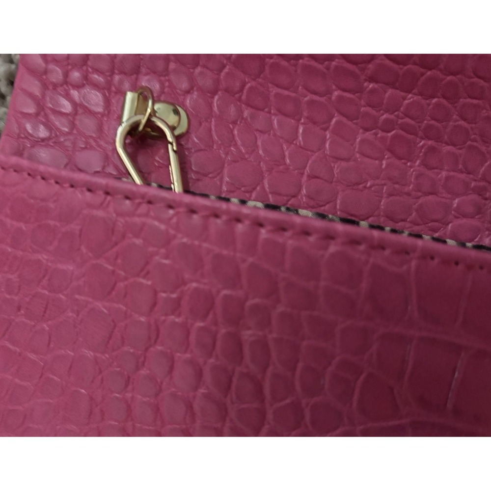 Urban Expressions Pink Croc Embossed Vegan Leather Crossbody Clutch Bag New - Picture 16 of 16